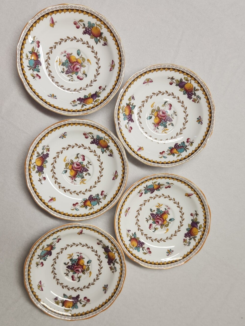 Vintage Spode Rockingham Y5194 Bone China Saucer Plates Set of 5 Made in England